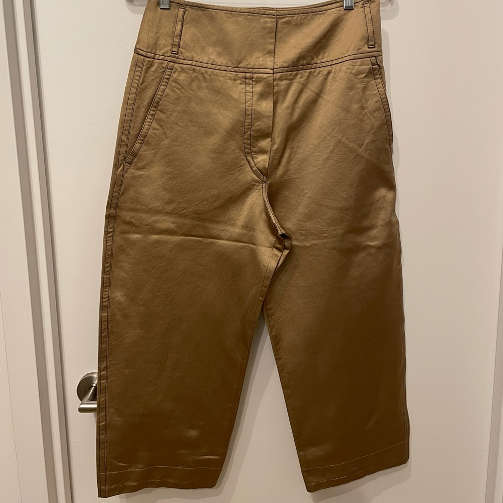 SPORTMAX Gold high waisted cropped cargo pants with belt